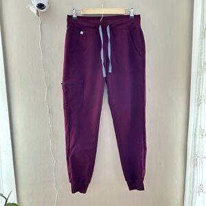 Figs Womens Zamora Jogger Scrub Pant Size S Burgundy Red Uniform Nursing Work